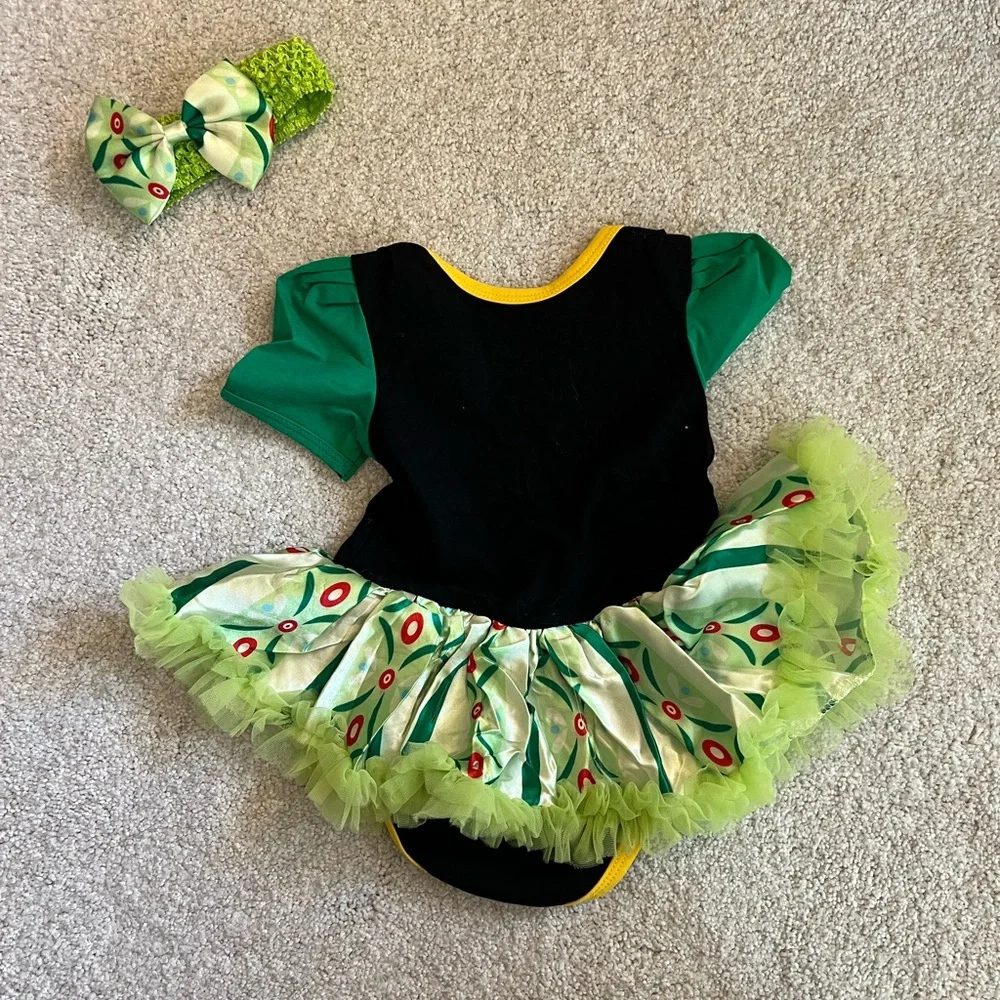 Green & Black Peacock Tutu Dance Costume Bodysuit